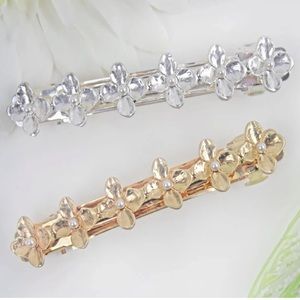 Silver & Gold Flower Hair Barrette Set